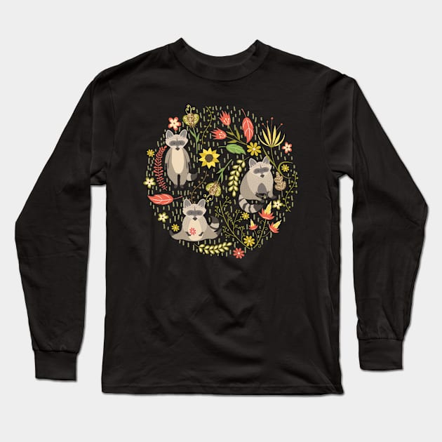 Raccoons Long Sleeve T-Shirt by JuliaBadeeva